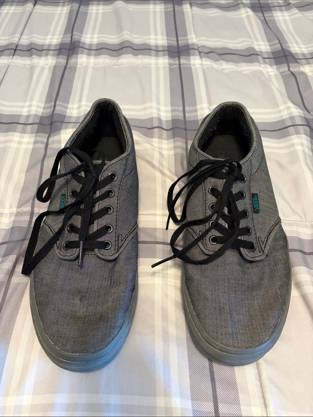 Vans Gray Canvas Low-Top Sneakers with Black Laces